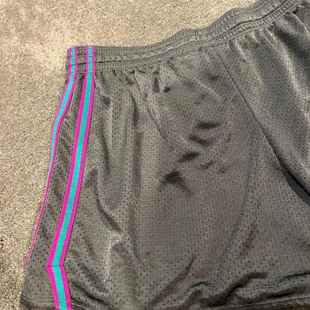 Womens NIKE Dri Fit Running Shorts blue‎ & purple side stripes